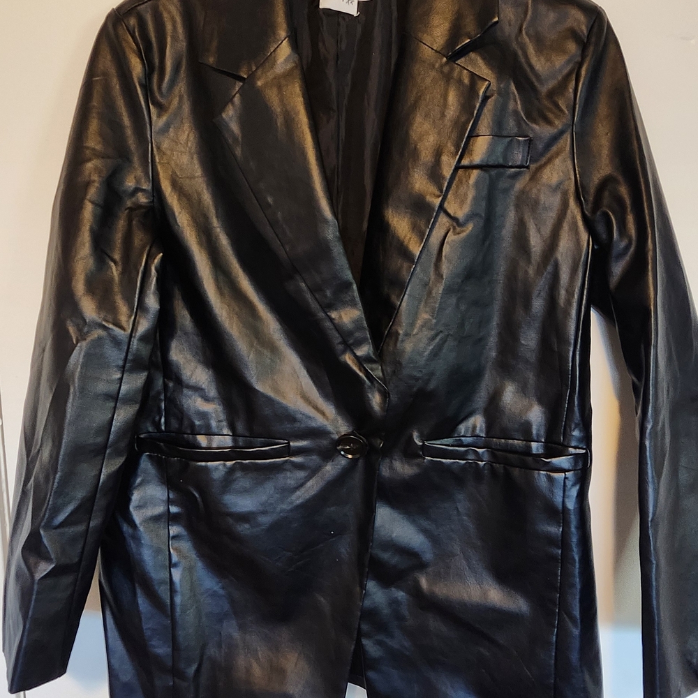 Princess Polly Black Faux Leather Blazer